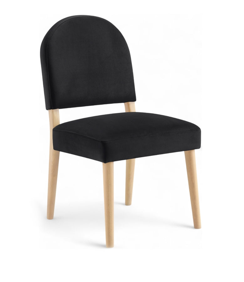 Varinelle Velvet Performance Fabric Upholstered Dining Chair in Black, Set of 2 - 88032Black-C