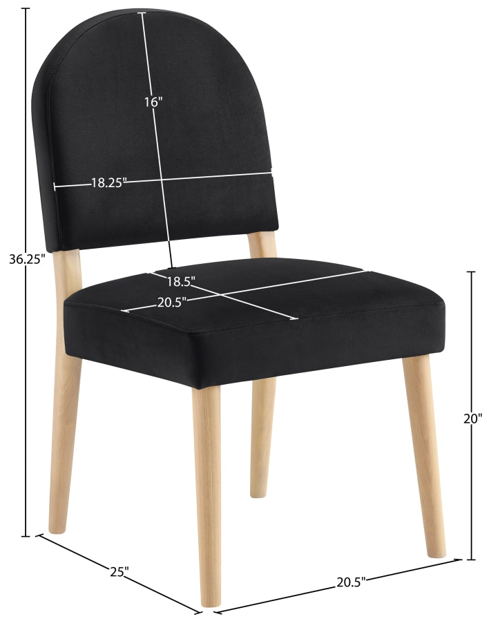 Varinelle Velvet Performance Fabric Upholstered Dining Chair in Black, Set of 2 - 88032Black-C