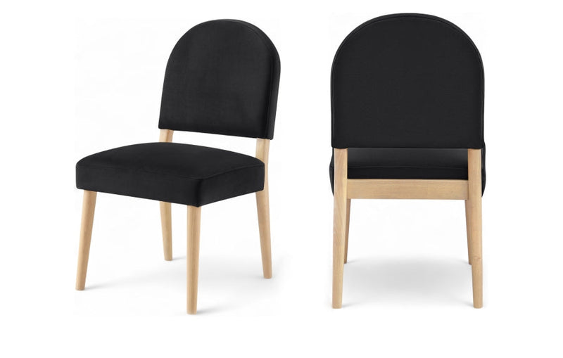 Varinelle Velvet Performance Fabric Upholstered Dining Chair in Black, Set of 2 - 88032Black-C