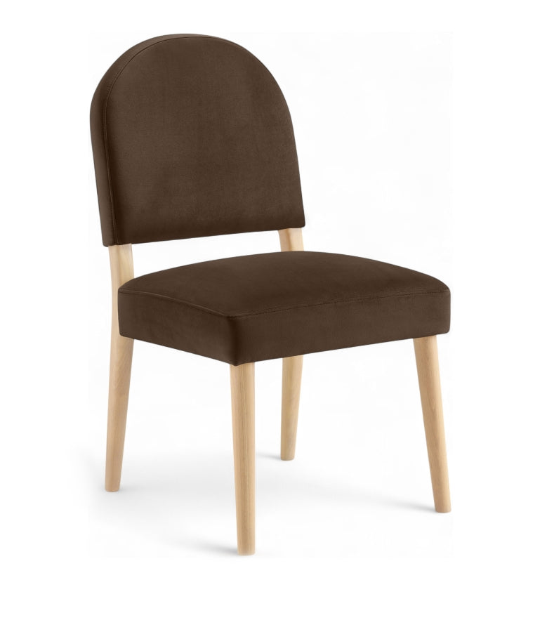 Varinelle Velvet Performance Fabric Upholstered Dining Chair in Brown, Set of 2 - 88032Brown-C