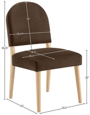 Varinelle Velvet Performance Fabric Upholstered Dining Chair in Brown, Set of 2 - 88032Brown-C