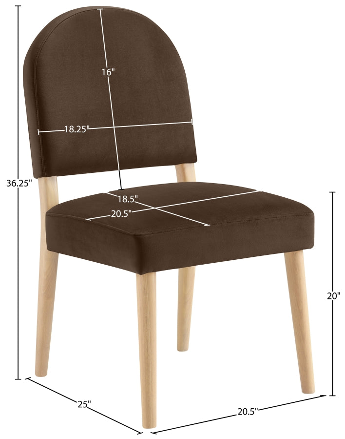 Varinelle Velvet Performance Fabric Upholstered Dining Chair in Brown, Set of 2 - 88032Brown-C