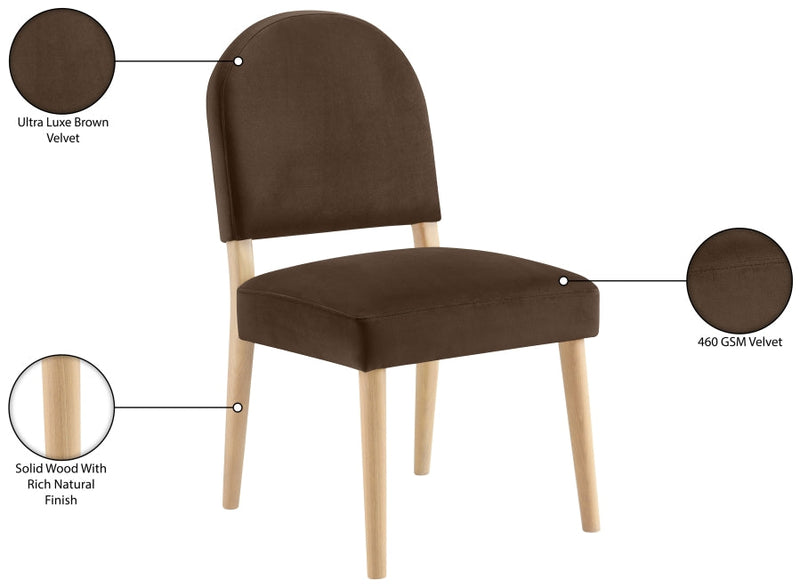 Varinelle Velvet Performance Fabric Upholstered Dining Chair in Brown, Set of 2 - 88032Brown-C