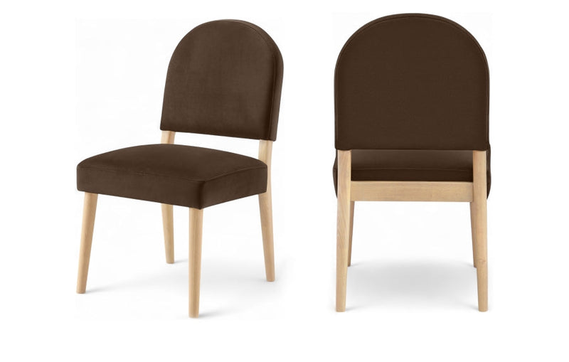Varinelle Velvet Performance Fabric Upholstered Dining Chair in Brown, Set of 2 - 88032Brown-C