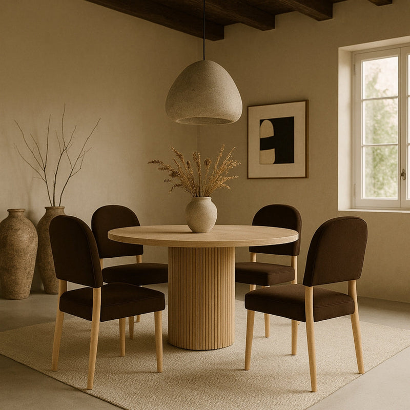 Varinelle Velvet Performance Fabric Upholstered Dining Chair in Brown, Set of 2 - 88032Brown-C