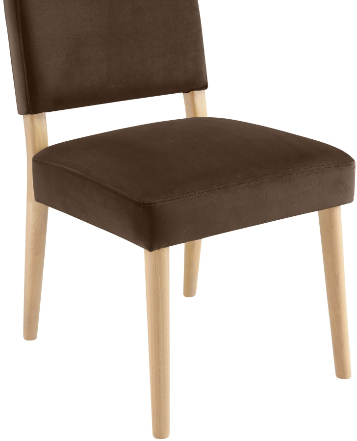 Varinelle Velvet Performance Fabric Upholstered Dining Chair in Brown, Set of 2 - 88032Brown-C
