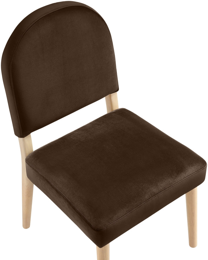 Varinelle Velvet Performance Fabric Upholstered Dining Chair in Brown, Set of 2 - 88032Brown-C