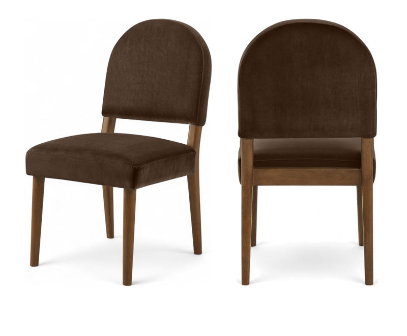 Varinelle Velvet Performance Fabric Upholstered Dining Chair in Brown, Set of 2 - 88033Brown-C