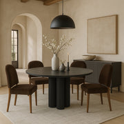Varinelle Velvet Performance Fabric Upholstered Dining Chair in Brown, Set of 2 - 88033Brown-C