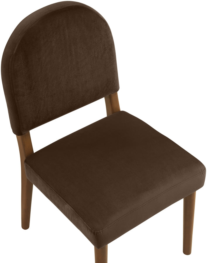 Varinelle Velvet Performance Fabric Upholstered Dining Chair in Brown, Set of 2 - 88033Brown-C
