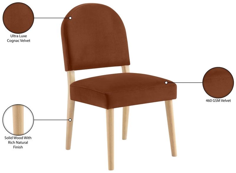 Varinelle Velvet Performance Fabric Upholstered Dining Chair in Cognac, Set of 2 - 88032Cognac-C