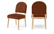 Varinelle Velvet Performance Fabric Upholstered Dining Chair in Cognac, Set of 2 - 88032Cognac-C