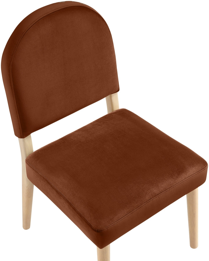 Varinelle Velvet Performance Fabric Upholstered Dining Chair in Cognac, Set of 2 - 88032Cognac-C