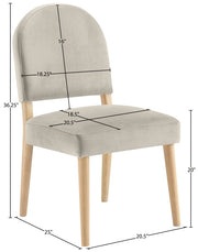 Varinelle Velvet Performance Fabric Upholstered Dining Chair in Cream, Set of 2 - 88032Cream-C
