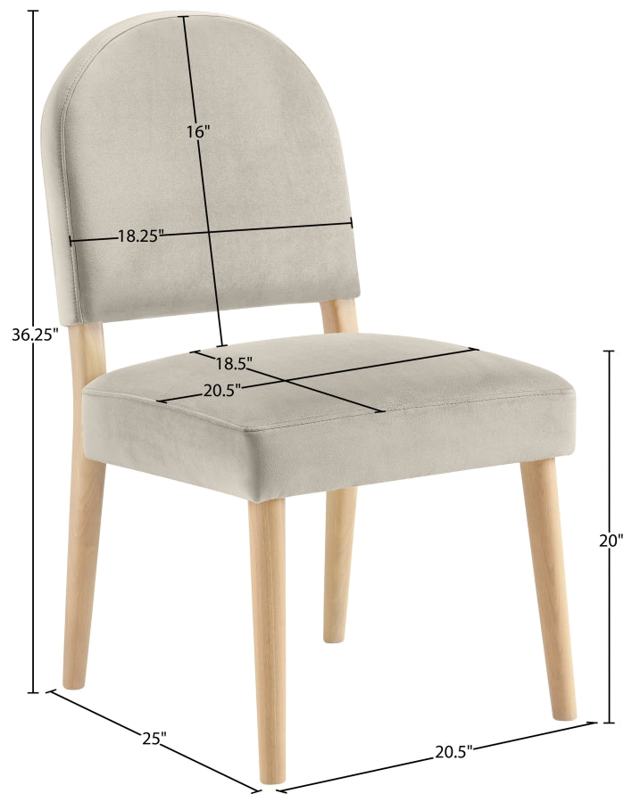 Varinelle Velvet Performance Fabric Upholstered Dining Chair in Cream, Set of 2 - 88032Cream-C