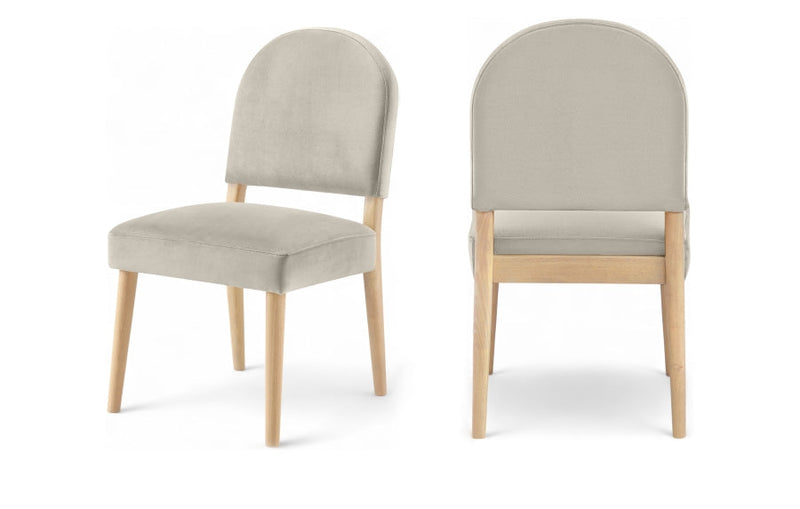 Varinelle Velvet Performance Fabric Upholstered Dining Chair in Cream, Set of 2 - 88032Cream-C