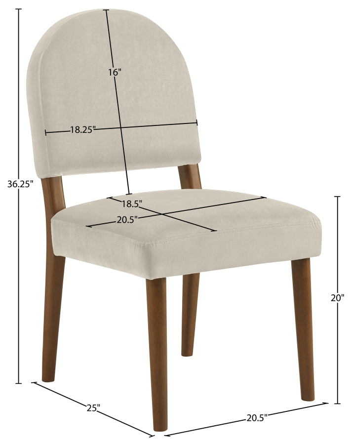 Varinelle Velvet Performance Fabric Upholstered Dining Chair in Cream, Set of 2 - 88033Cream-C