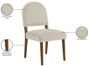 Varinelle Velvet Performance Fabric Upholstered Dining Chair in Cream, Set of 2 - 88033Cream-C