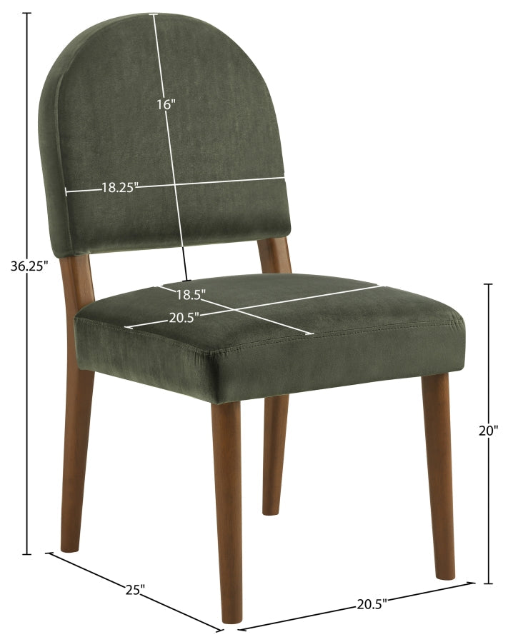 Varinelle Velvet Performance Fabric Upholstered Dining Chair in Green, Set of 2 - 88033Green-C