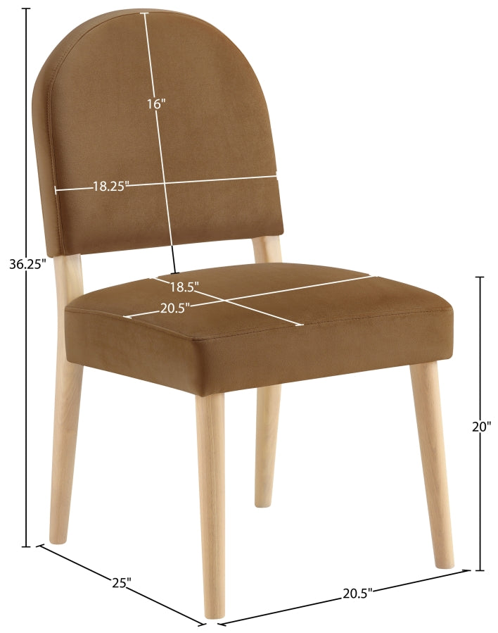 Varinelle Velvet Performance Fabric Upholstered Dining Chair in Saddle, Set of 2 - 88032Saddle-C