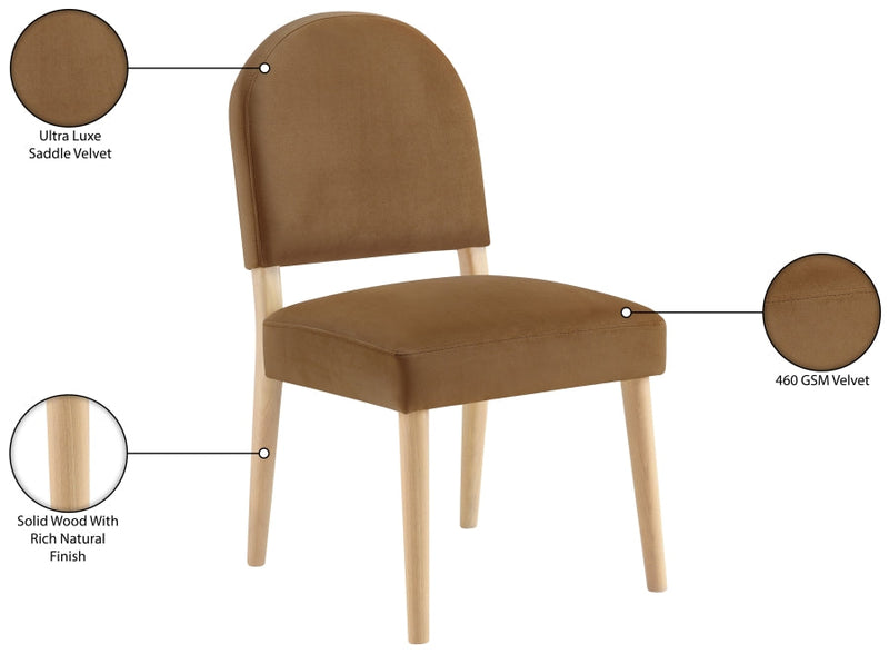 Varinelle Velvet Performance Fabric Upholstered Dining Chair in Saddle, Set of 2 - 88032Saddle-C