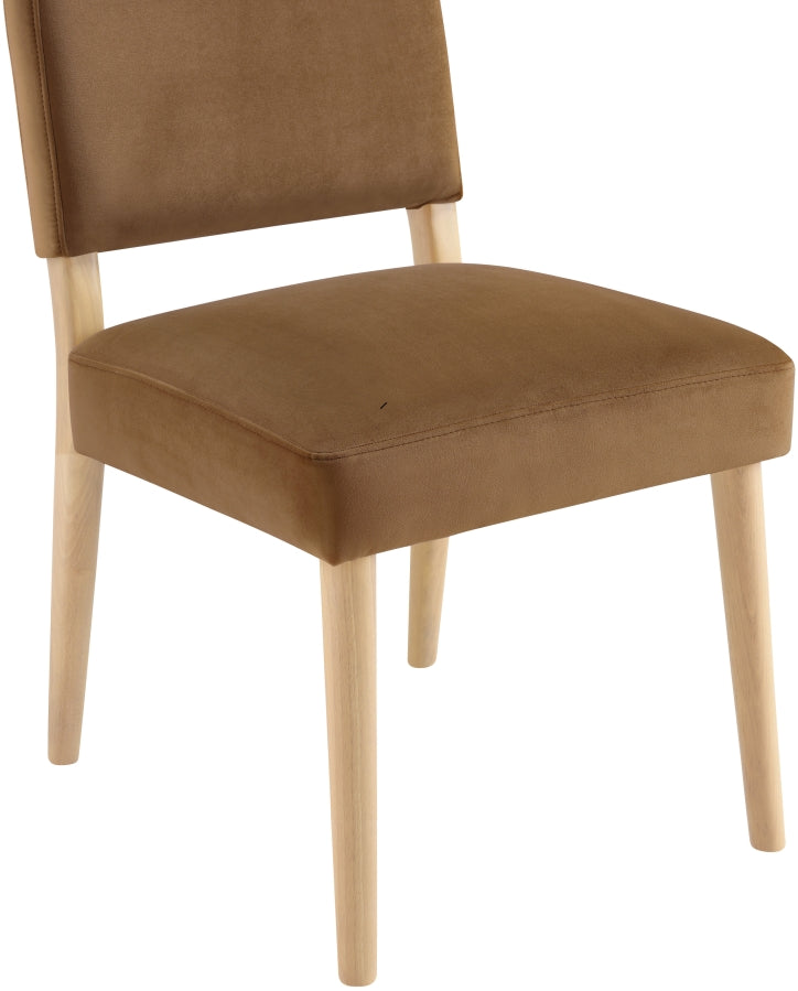 Varinelle Velvet Performance Fabric Upholstered Dining Chair in Saddle, Set of 2 - 88032Saddle-C