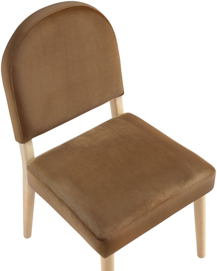 Varinelle Velvet Performance Fabric Upholstered Dining Chair in Saddle, Set of 2 - 88032Saddle-C