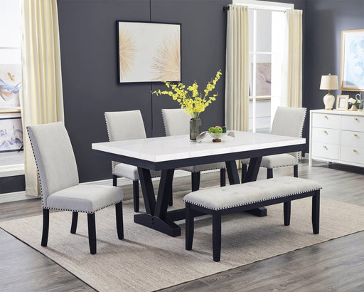Varley Dove Genuine Marble Dining Set - Gate FurnitureDining Room Set