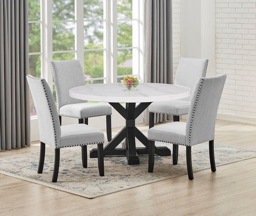 Varley Dove Genuine Marble Round Dining Set - Gate FurnitureDining Room Set