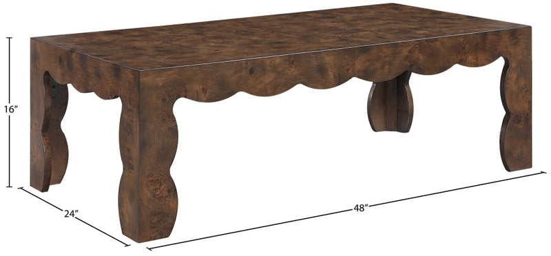 Vassa Burl Veneer Coffee Table in Brown - 535Brown-CT