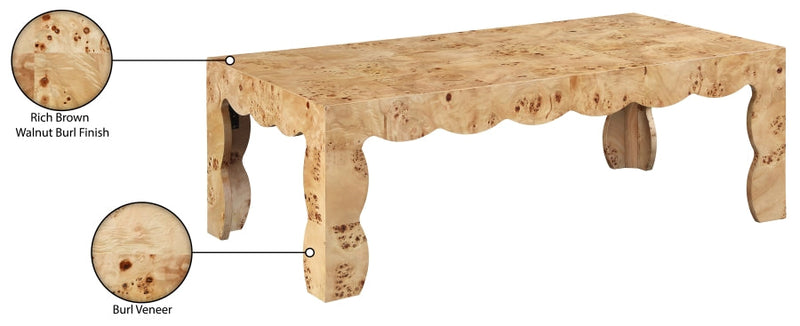 Vassa Burl Veneer Coffee Table in Natural - 535Natural-CT