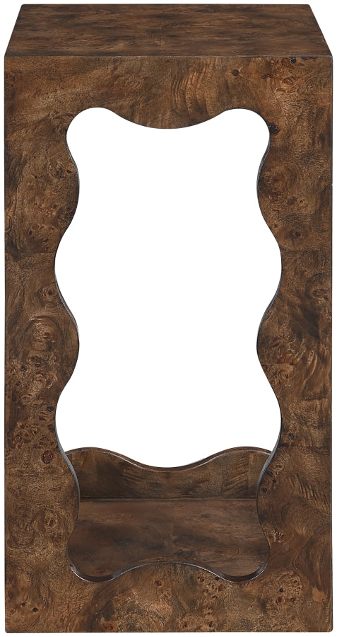 Vassa Burl Veneer End / Side Table in Brown - 535Brown-ET