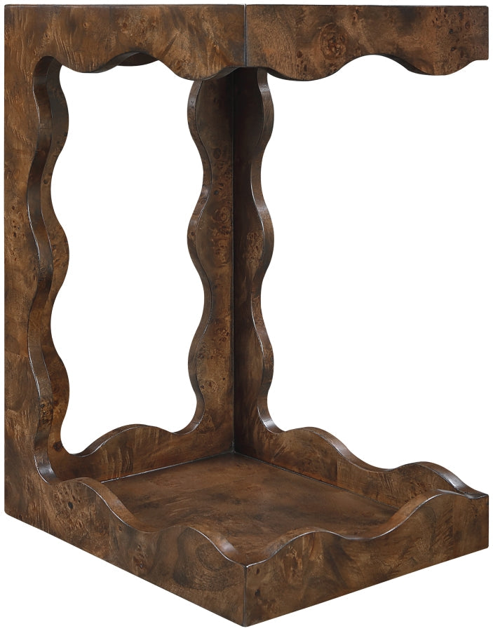 Vassa Burl Veneer End / Side Table in Brown - 535Brown-ET