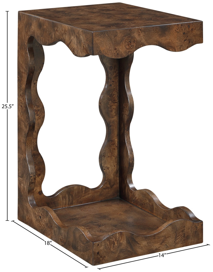Vassa Burl Veneer End / Side Table in Brown - 535Brown-ET