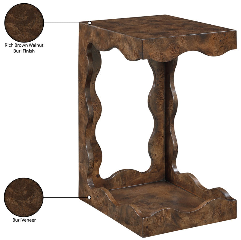 Vassa Burl Veneer End / Side Table in Brown - 535Brown-ET