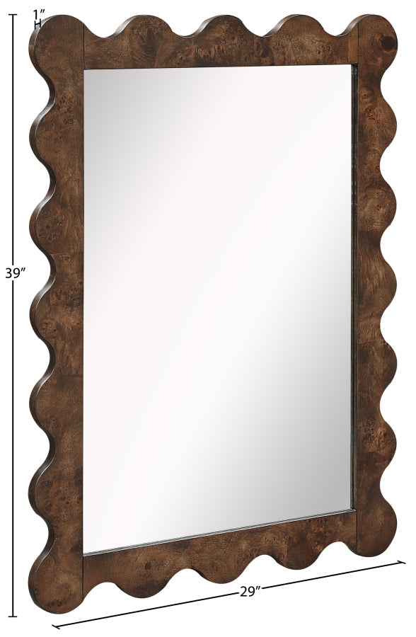 Vassa Burl Veneer Framed Mirror in Brown - 535Brown-M