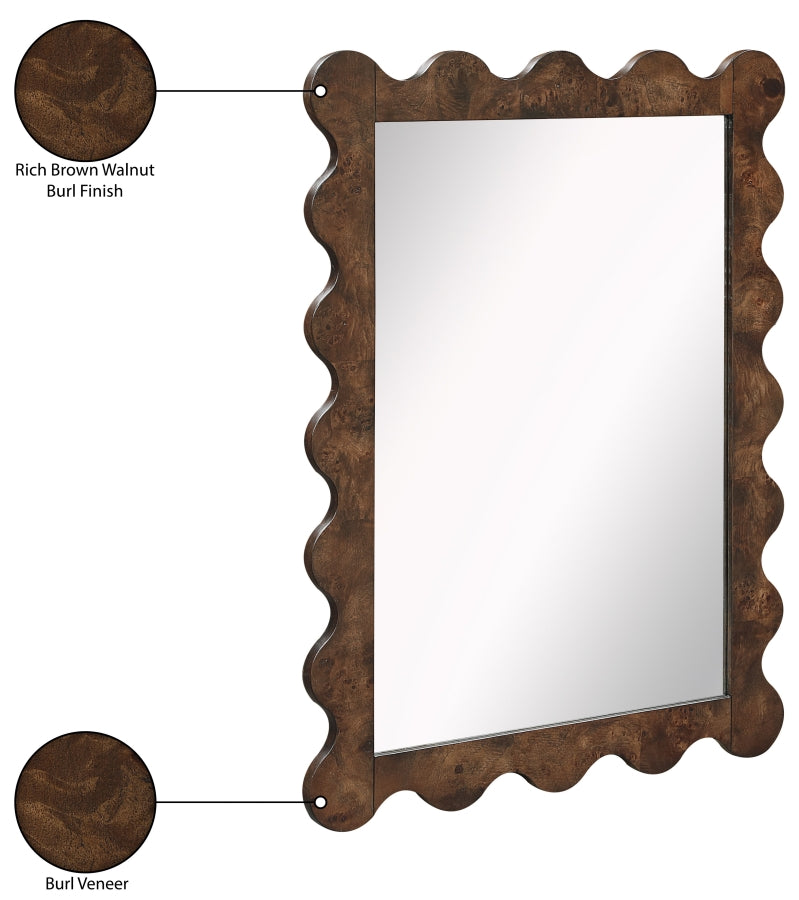 Vassa Burl Veneer Framed Mirror in Brown - 535Brown-M