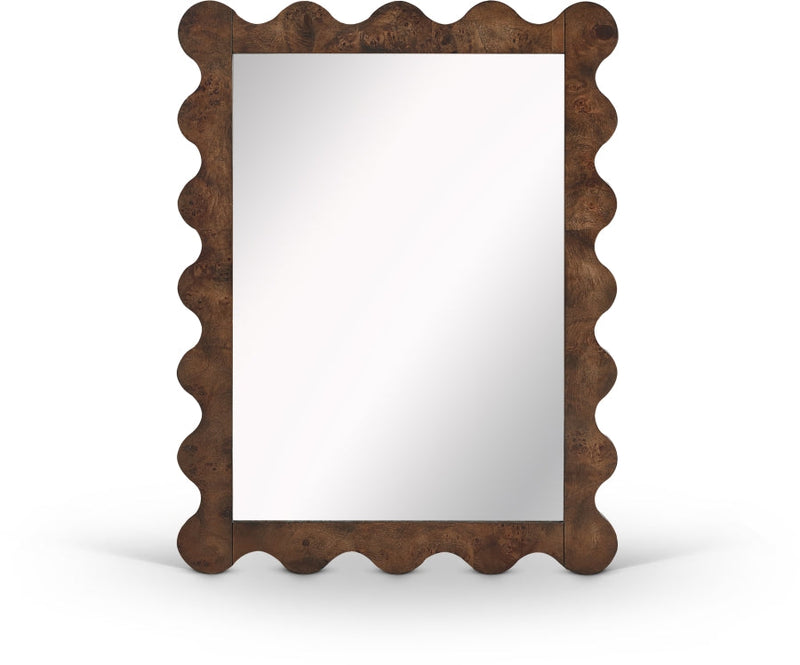 Vassa Burl Veneer Framed Mirror in Brown - 535Brown-M