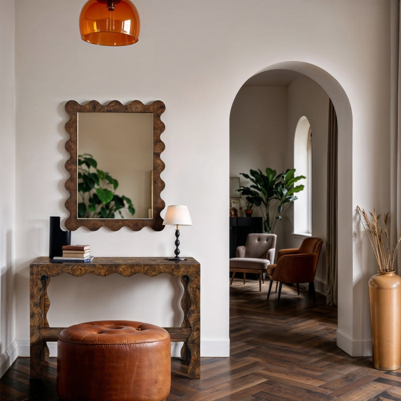 Vassa Burl Veneer Framed Mirror in Brown - 535Brown-M