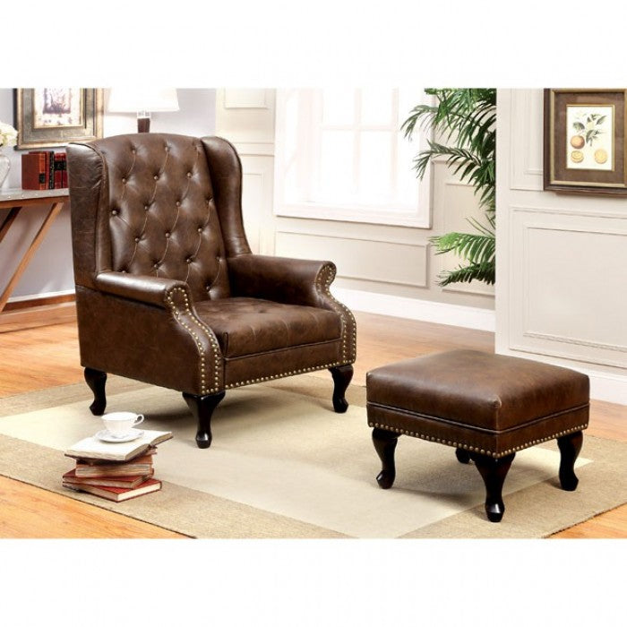 Vaugh Rustic Brown Accent Chair - CM-AC6801BR