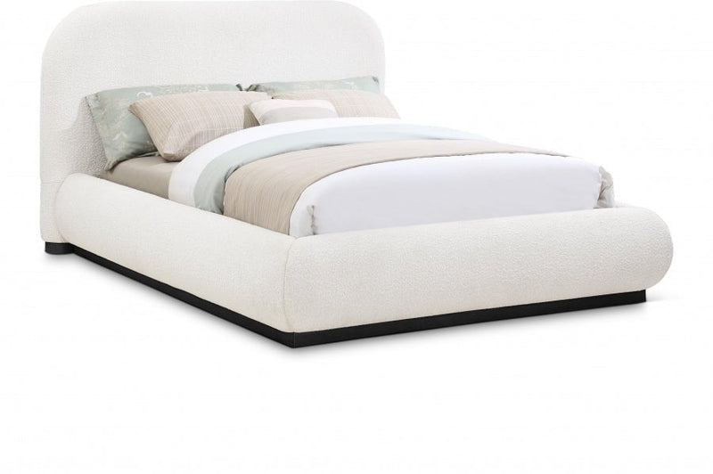 Vaughn Boucle Fabric King Bed Cream - Gate FurnitureKing Bed