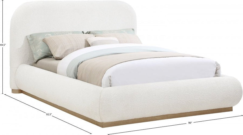 Vaughn Boucle Fabric King Bed Cream - Gate FurnitureKing Bed