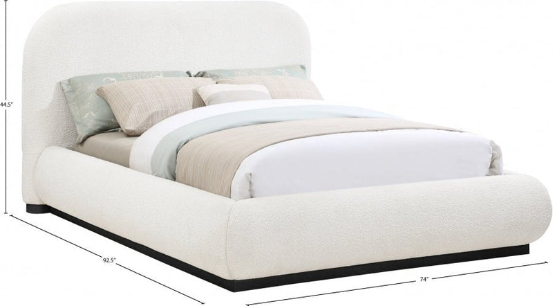 Vaughn Boucle Fabric Queen Bed Cream - Gate FurnitureQueen Bed