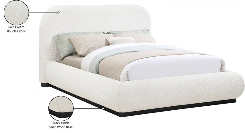 Vaughn Boucle Fabric Queen Bed Cream - Gate FurnitureQueen Bed
