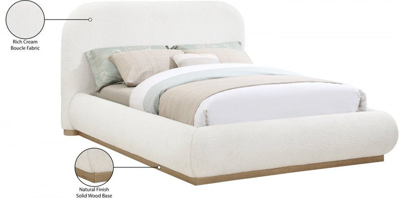 Vaughn Boucle Fabric Queen Bed Cream - Gate FurnitureQueen Bed