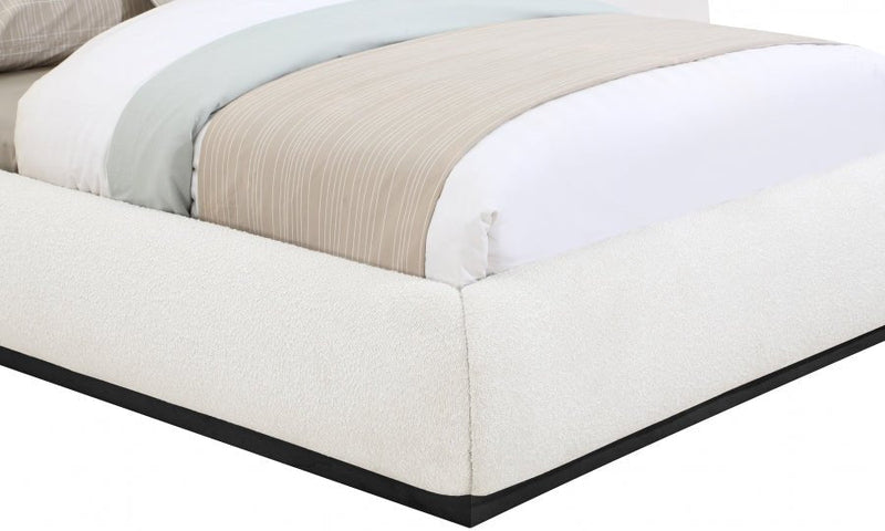 Vaughn Boucle Fabric Queen Bed Cream - Gate FurnitureQueen Bed