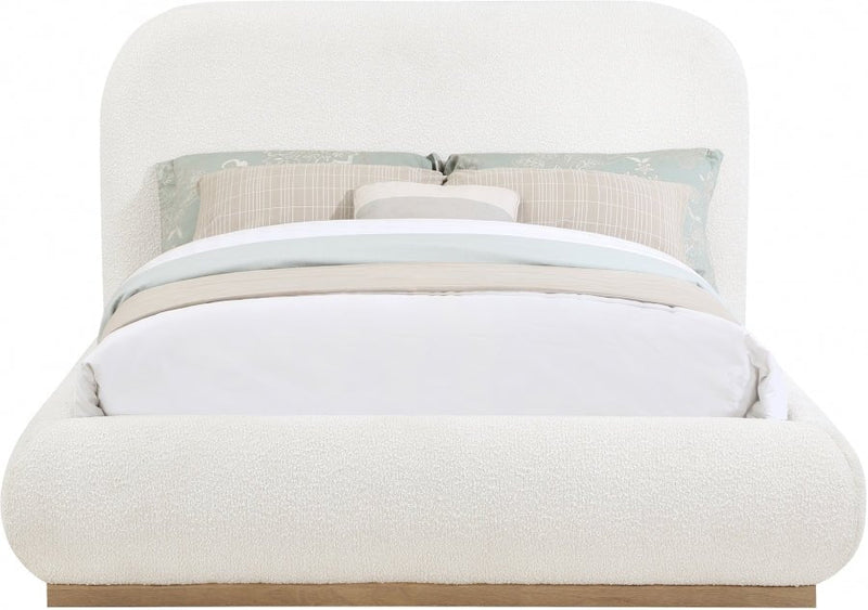 Vaughn Boucle Fabric Queen Bed Cream - Gate FurnitureQueen Bed