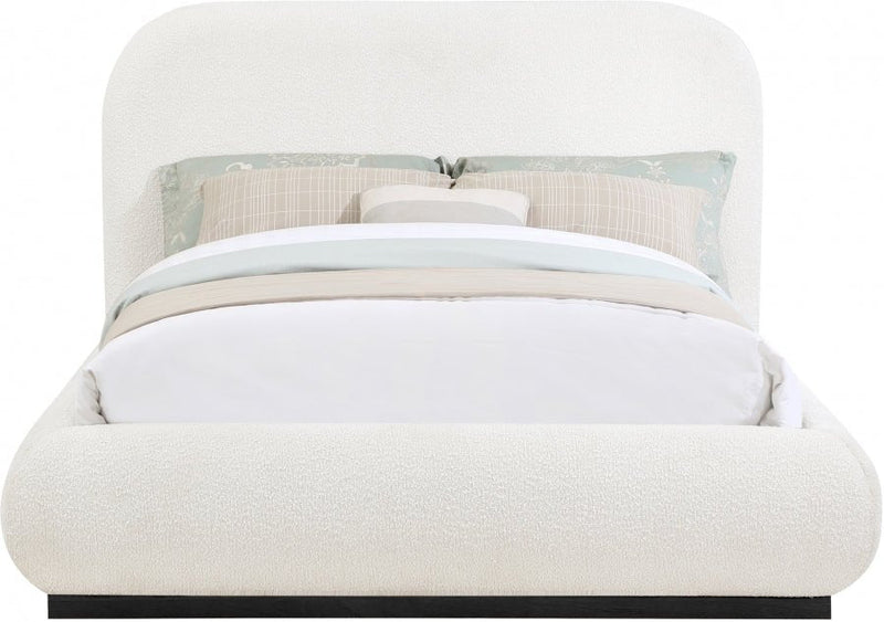 Vaughn Boucle Fabric Queen Bed Cream - Gate FurnitureQueen Bed