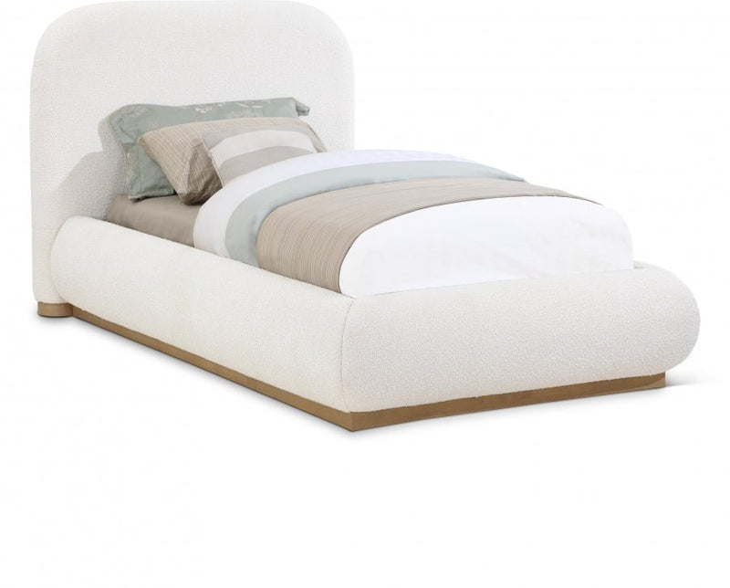Vaughn Boucle Fabric Twin Bed Cream - Gate FurnitureTwin Bed