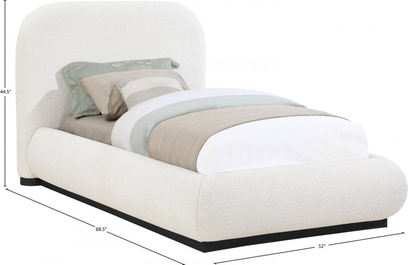 Vaughn Boucle Fabric Twin Bed Cream - Gate FurnitureTwin Bed
